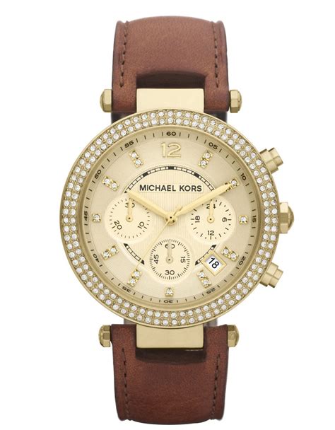 michael kors parker glitz watch leather